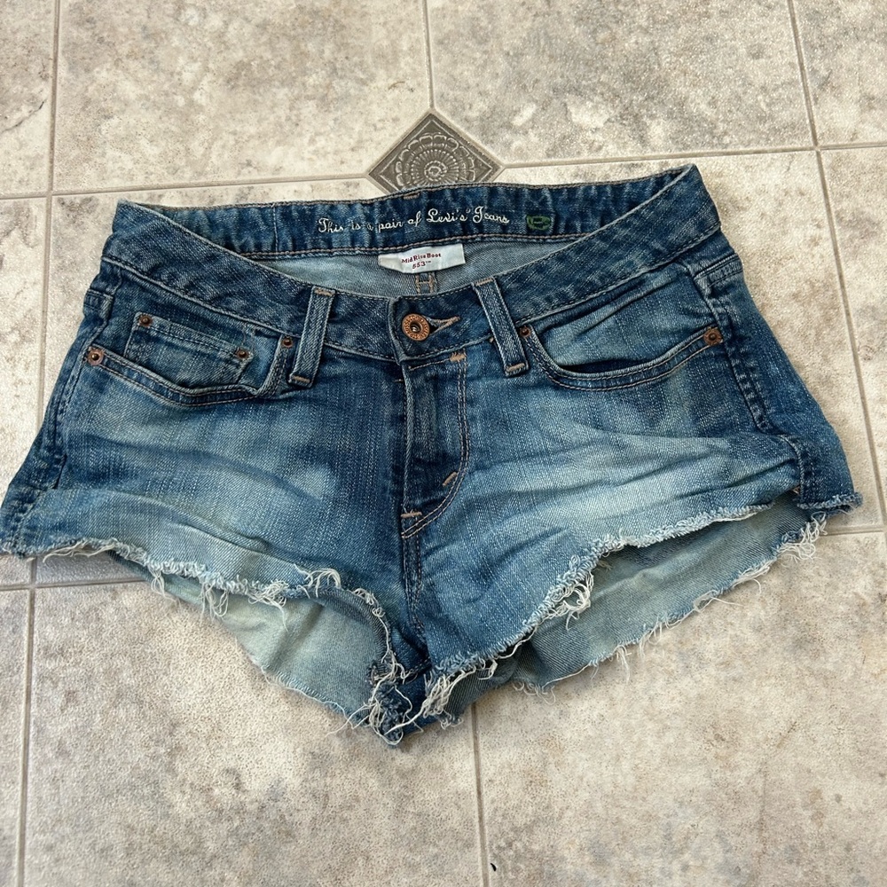 Levi's Blue Light-Washed Jean Shorts